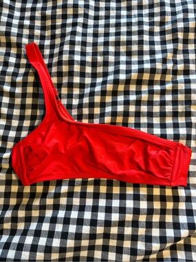 Women's One-Shoulder Red Swim Top